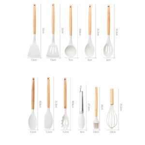 SV Home & Deco All-in-One 19-Piece Kitchen Utensils and Knives Set: 14 Cooking Utensils + 5 Essential Kitchen Knives for a Complete Culinary Experience (White), SMALL, N0516