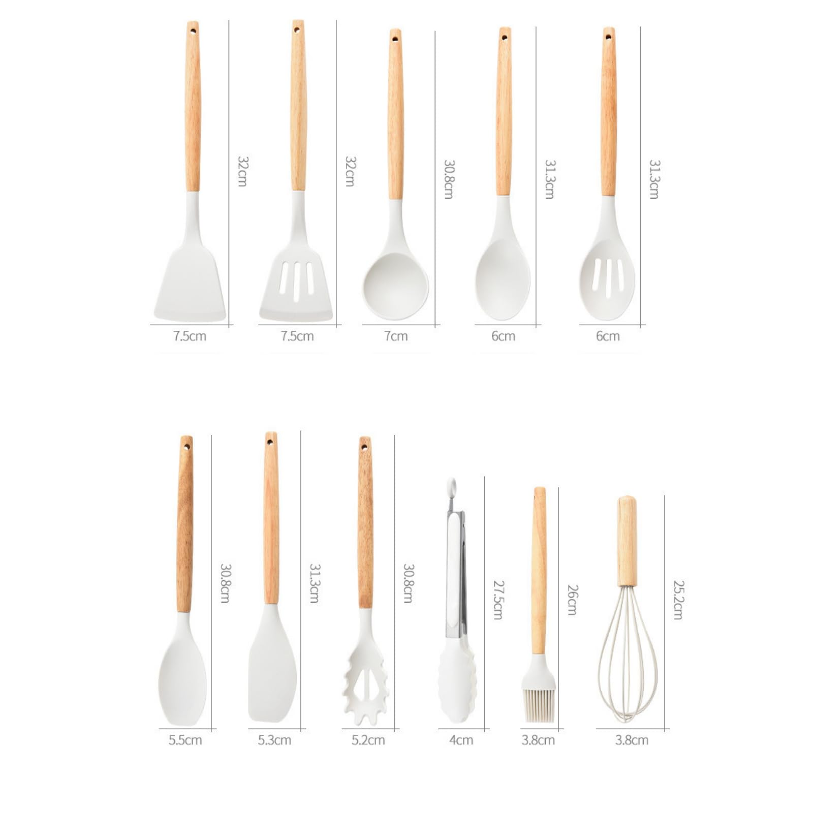 SV Home & Deco All-in-One 19-Piece Kitchen Utensils and Knives Set: 14 Cooking Utensils + 5 Essential Kitchen Knives for a Complete Culinary Experience (White), SMALL, N0516