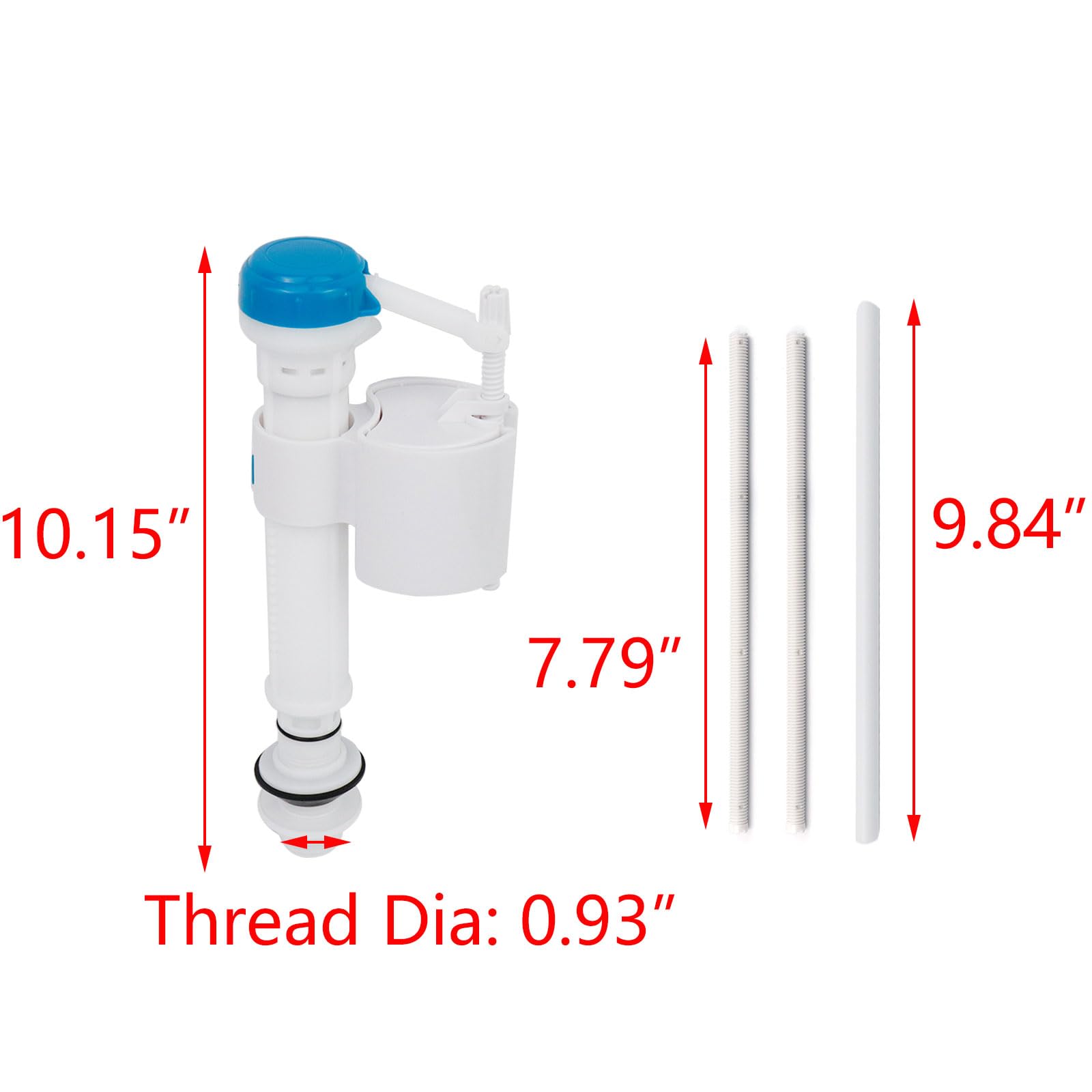 T Tulead Toilet Repair Kit Flush Valve Replacement Parts Flush Valve 8.27-Inch Height, G15/16" Fill Valve Thread, Dual Flush Valve