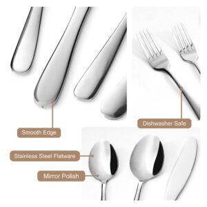 Silverware Set, QOUTIQUE 20 Piece Stainless Steel Flatware, Service for 4 Cutlery Set Utensils, for Home Kitchen Restaurant, Include Knives Spoons Forks, Mirror Polished, Dishwasher Safe