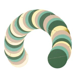 GCQQ Sage-Green Mint Beige-Gold Circle Garland, 52Ft Glitter Hanging Polka Dots Garlands, Sage Green Paper Circle Garland, Circle Garland for Baby Safari Bridal Shower Engagement Wedding Party Decor