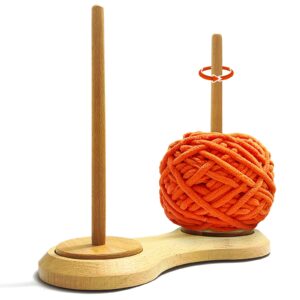 ucdrma yarn holder for crocheting, wooden crochet yarn holder spinner for multi-color knitting, double yarn spindle highly stable yarn dispenser for crocheting, ideal yarn storage organization tool