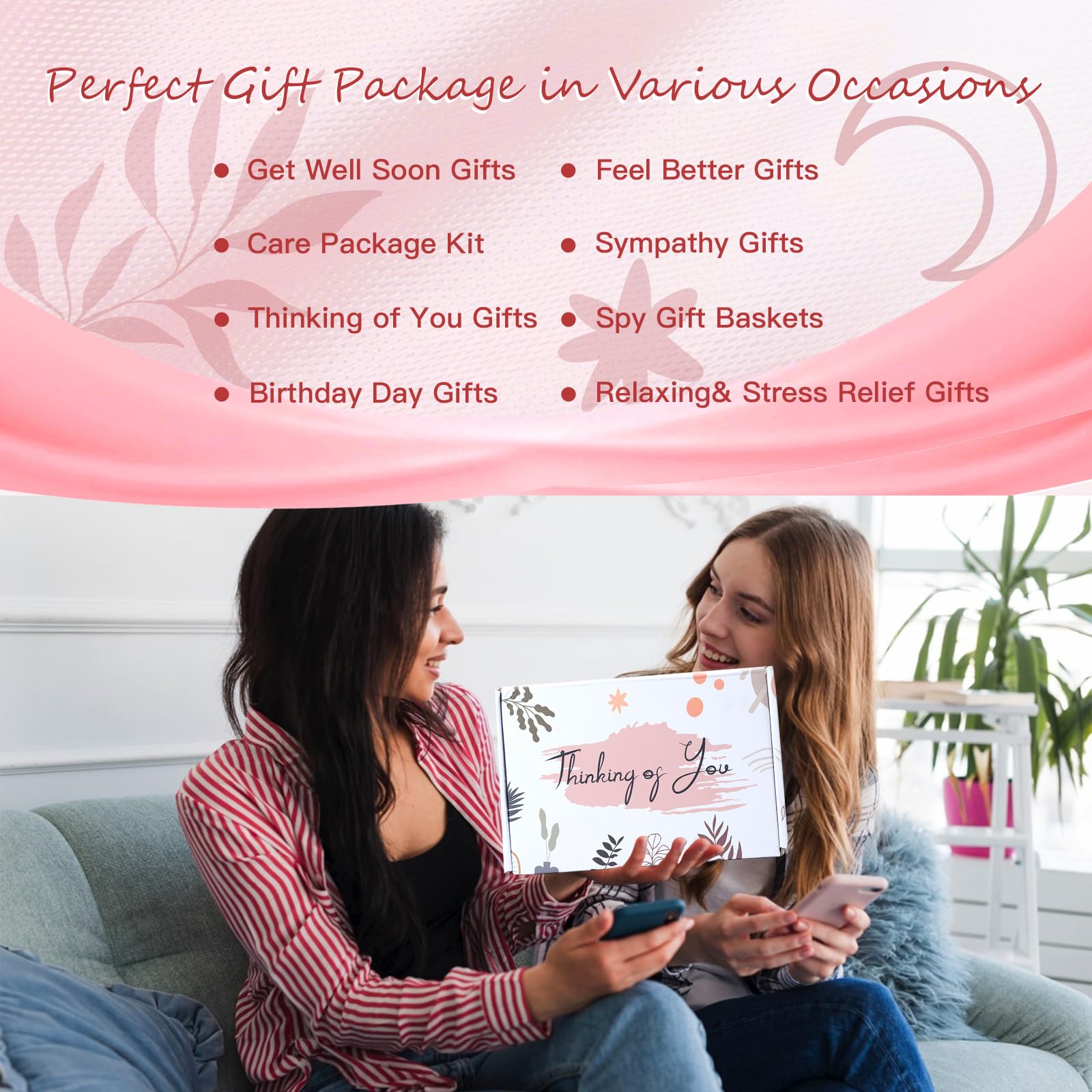 Thinking of You Gifts for Women - Get Well Care Package Gift Baskets After Surgery - Sending Hug Comfort Encouragement for Sick Loss Tough Time