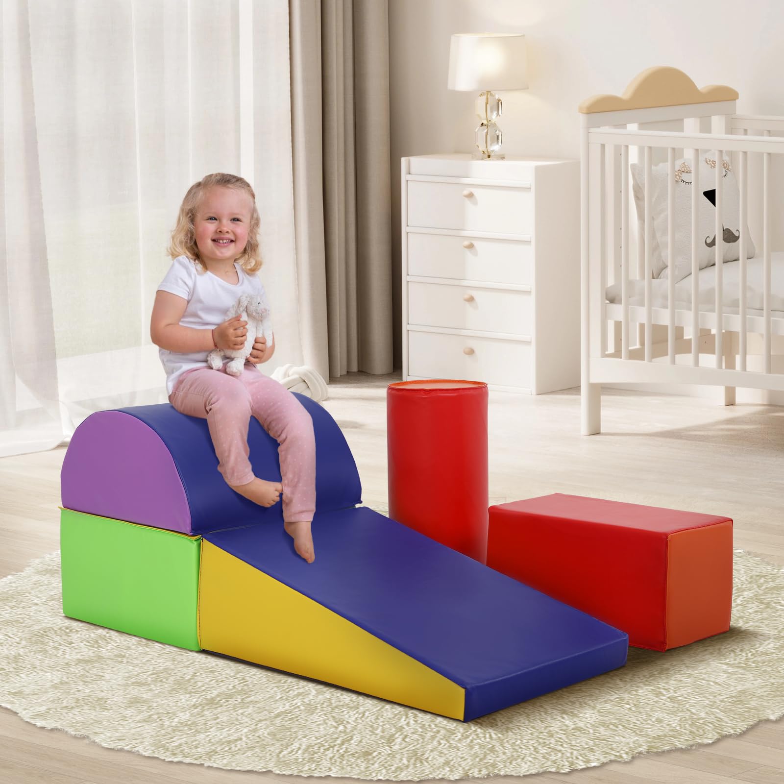 Pazidom Couch Nugget Couch, Play Couch for Kids, Colorful Toddler Couch, 5 Piece Climbing Toys, Soft and Safe for Baby/Kids Indoor