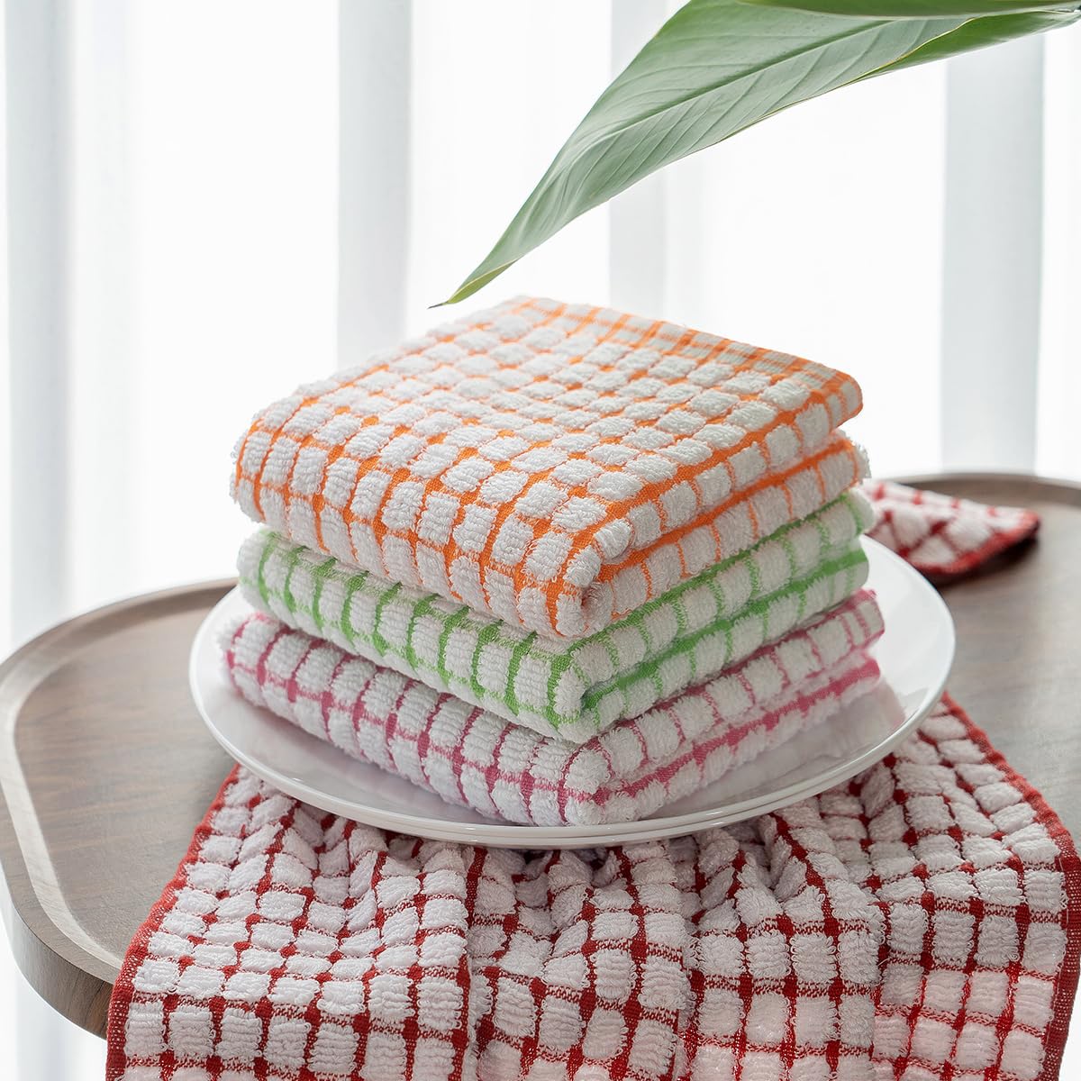 ZHMZ 100% Cotton Kitchen Dish Towels, 16 Inch x 25 Inch Absorbent Dish Cloths 6 Pack Kitchen Towels, for Drying Dishes and Table