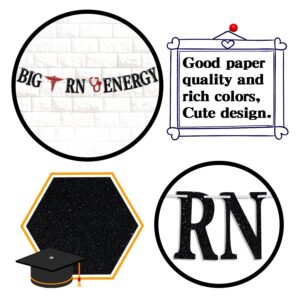 Big RN Energy Banner, Congrats Nurse Bunting Sign, Class of 2024 Nursing School Survivor Graduation Party Decoration Supplies, Black and Red Glitter