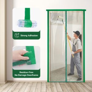 Dust Barrier - Plastic Zipper Door Dust Protection Kit - Construction Door Cover with Zipper Magnect for Room Remodel, Fit Standard Doorway 4'W x 7.5'H (4' x 7.5')