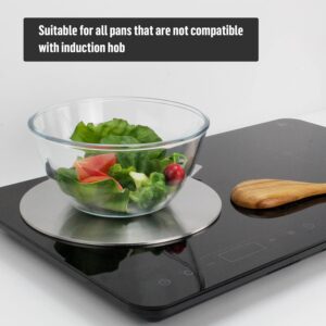 7.87″ inch Heat Diffuser Stainless Steel with Removable Handle, Induction Adapter Plate for Induction Electric Gas Glass Cooktop, Heat Transfer Conduction Plate, Defrosting Frozen Food