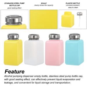 MECCANIXITY Solvent Alcohol Dispenser,6.8oz/200ml Push Down Liquid Dispenser Pump for Acetone Cleanser Polish Remover Makeup 4Pcs