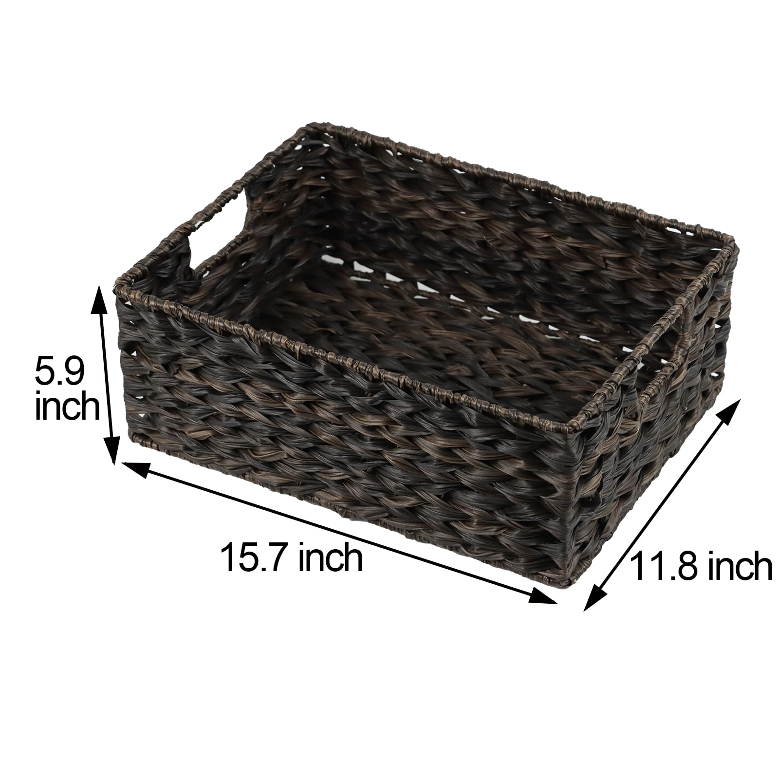 Wicker Storage Basket, Plastic Large Wicker Basket with Handles, Waterproof Woven Basket for Storage, Wicker Baskets for Organizing, Pantry Baskets-1 Pack