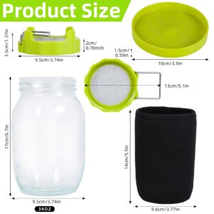 Sozize Sprouting Kit Sprouts Growing Kit 34oz Wide Mouth Seed Sprouting Jar Germination Kit 304 Stainless Screen Lid and Stand Blackout Sleeve Tray for Growing Bean Alfalfa Sprout Seeds