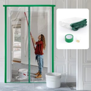 dust barrier - plastic zipper door dust protection kit - construction door cover with zipper magnect for room remodel, fit standard doorway 4'w x 7.5'h (4' x 7.5')