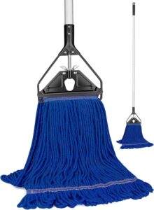 heavy duty commercial cotton mop for floor cleaning, looped-end industrial string wet mop with long handle for home,garage,office, workshop, warehouse-sobonne