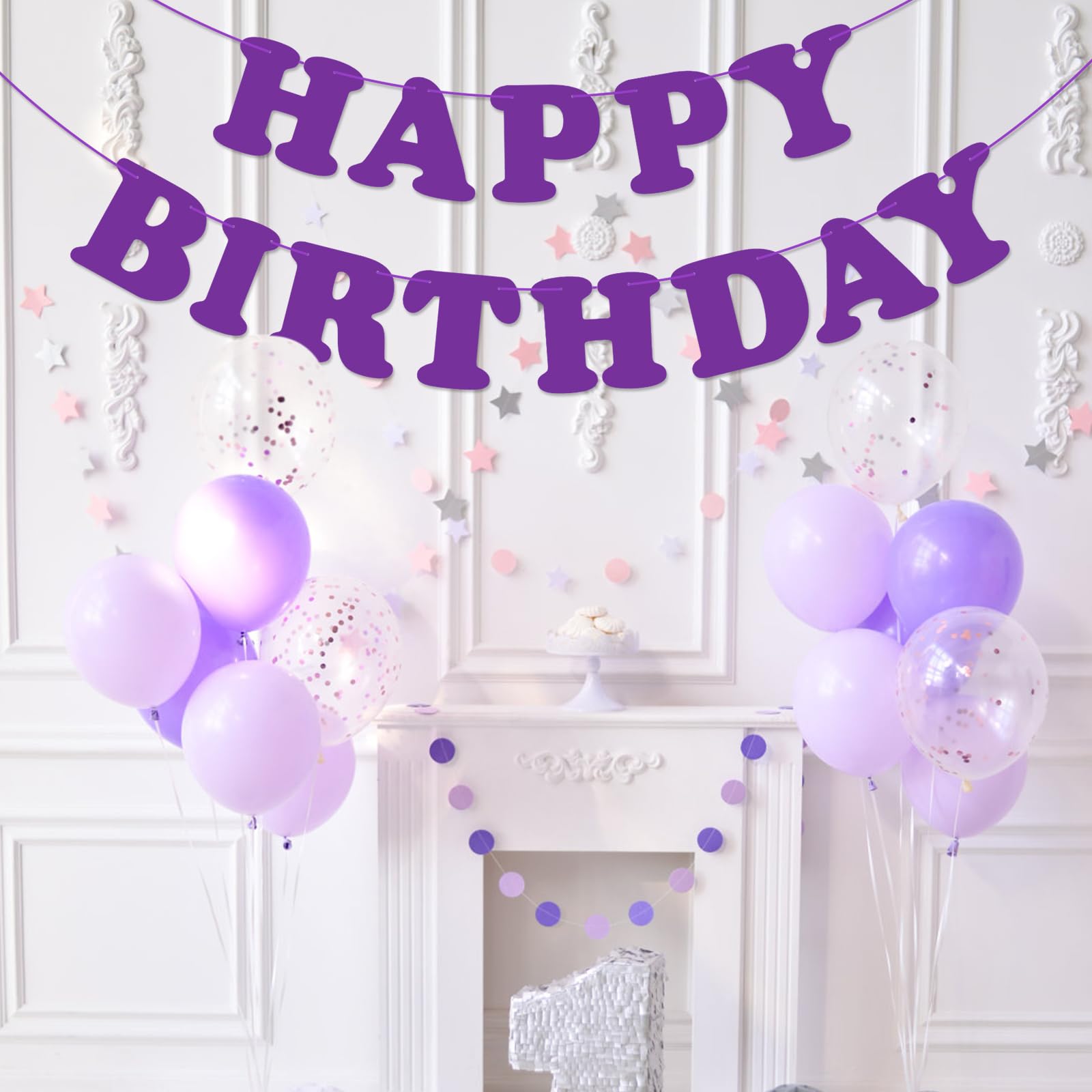 Purple Happy Birthday Banner Birthday Party Decorations Birthday Sign Birthday Backdrop Party Supplies Happy Birthday Bunting Banner for Kids Adults