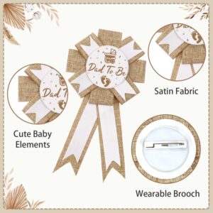 Lopeastar Neutral Burlap Mom to Be Sash Dad to Be Pin Baby Shower Decorations, Rustic Boho Mommy to Be Sash Baby Shower Corsage Pin Set for Pregnant Mommy Gift Party Decorations