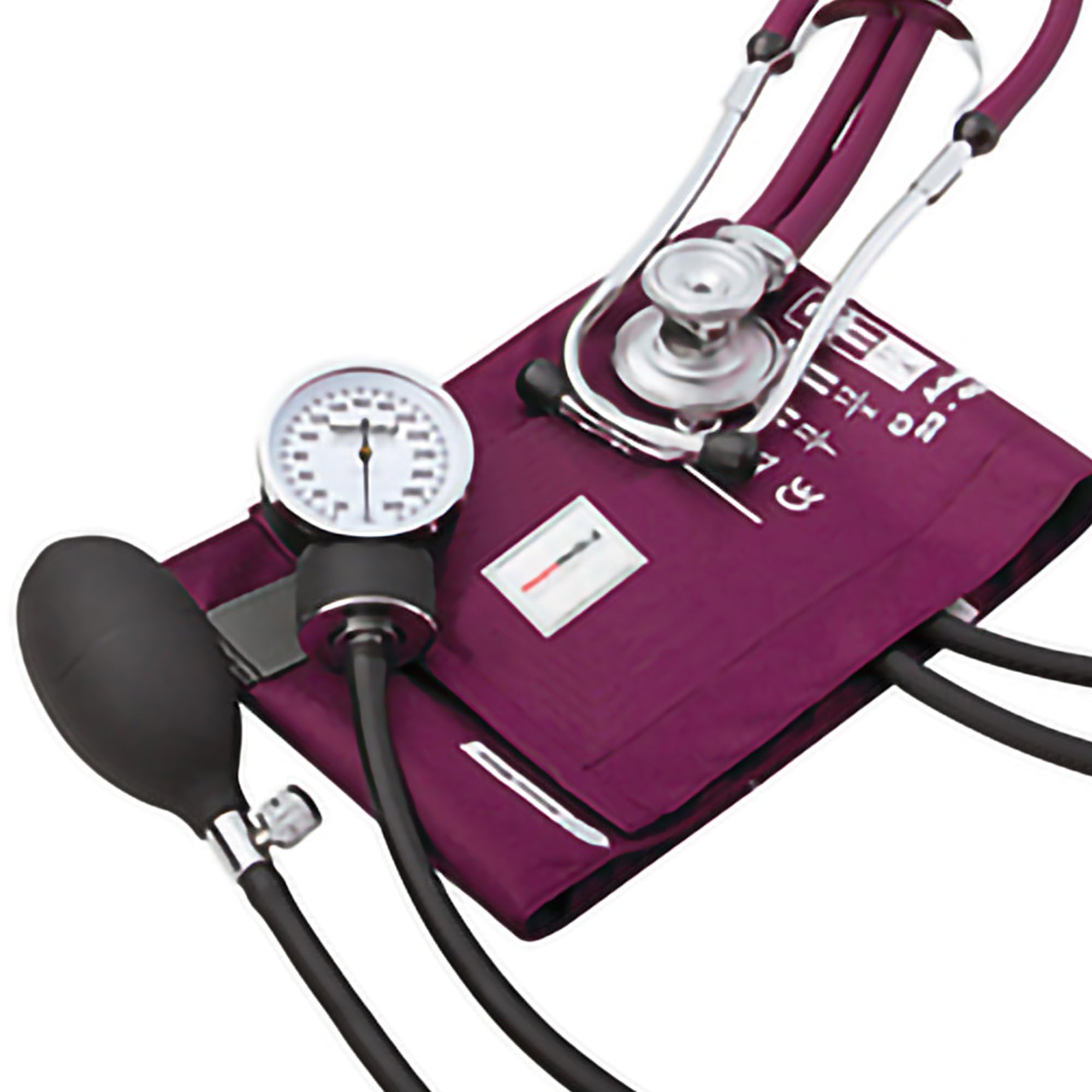 McKesson Premium Aneroid Sphygmomanometer and Stethoscope Combo Kit - Blood Pressure Gauge/Cuff, Sprague Rappaport Stethoscope, Magenta - Size 11, 23-40 cm, 22 in Tube, 1 Count