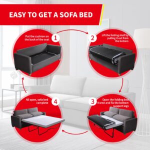 PUREMIND Sleeper Sofa Couch with Pullout Bed, Velvet Full Size Pull Out Sofa Bed with Folding Foam Mattress, 2-in-1 Pull Out Couch Bed Sleeper Loveseat Pull Out Bed for Living Room, Small Spaces