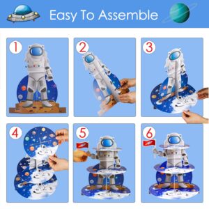 Airduan Space Astronaut Cupcake Stand Space Themed Birthday Party Decorations 3-Tier Cardboard Cupcake Holder stand Galaxy Style Dessert Tower Display for Party Supplies