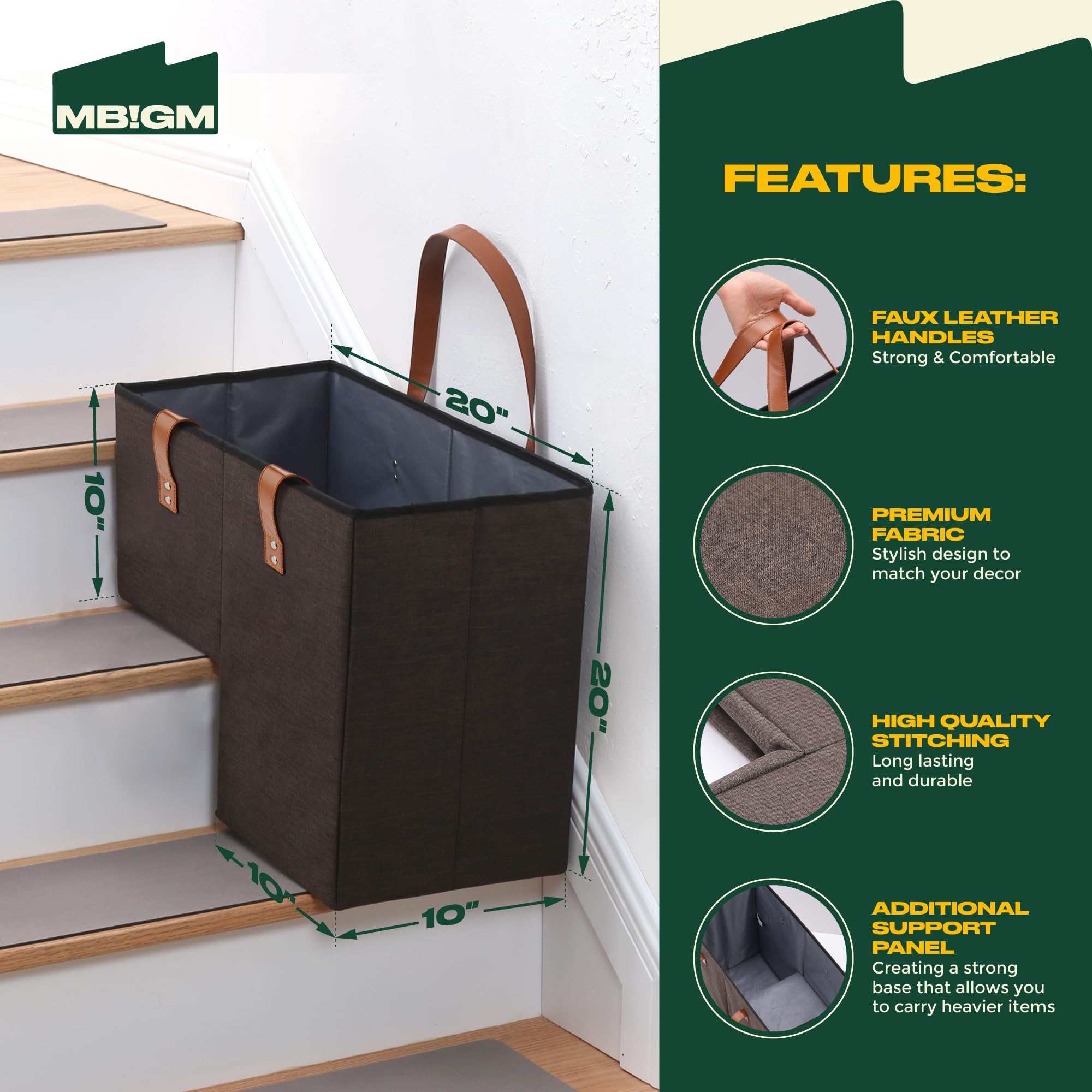 MBIGM Stairs Basket - Multi-Functional Basket for Carpeted and Wooden Stairs - Perfect Staircase Organizer with Handles for Laundry, Shoes, and More!