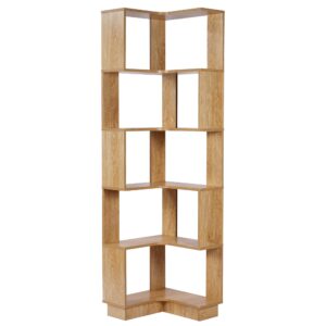 tonchean 5-Tier Corner Bookshelf 69" Tall Modern Wooden Corner Bookcase L-Shaped Shelf Storage Display Rack for Bedroom, Living Room, Home Office