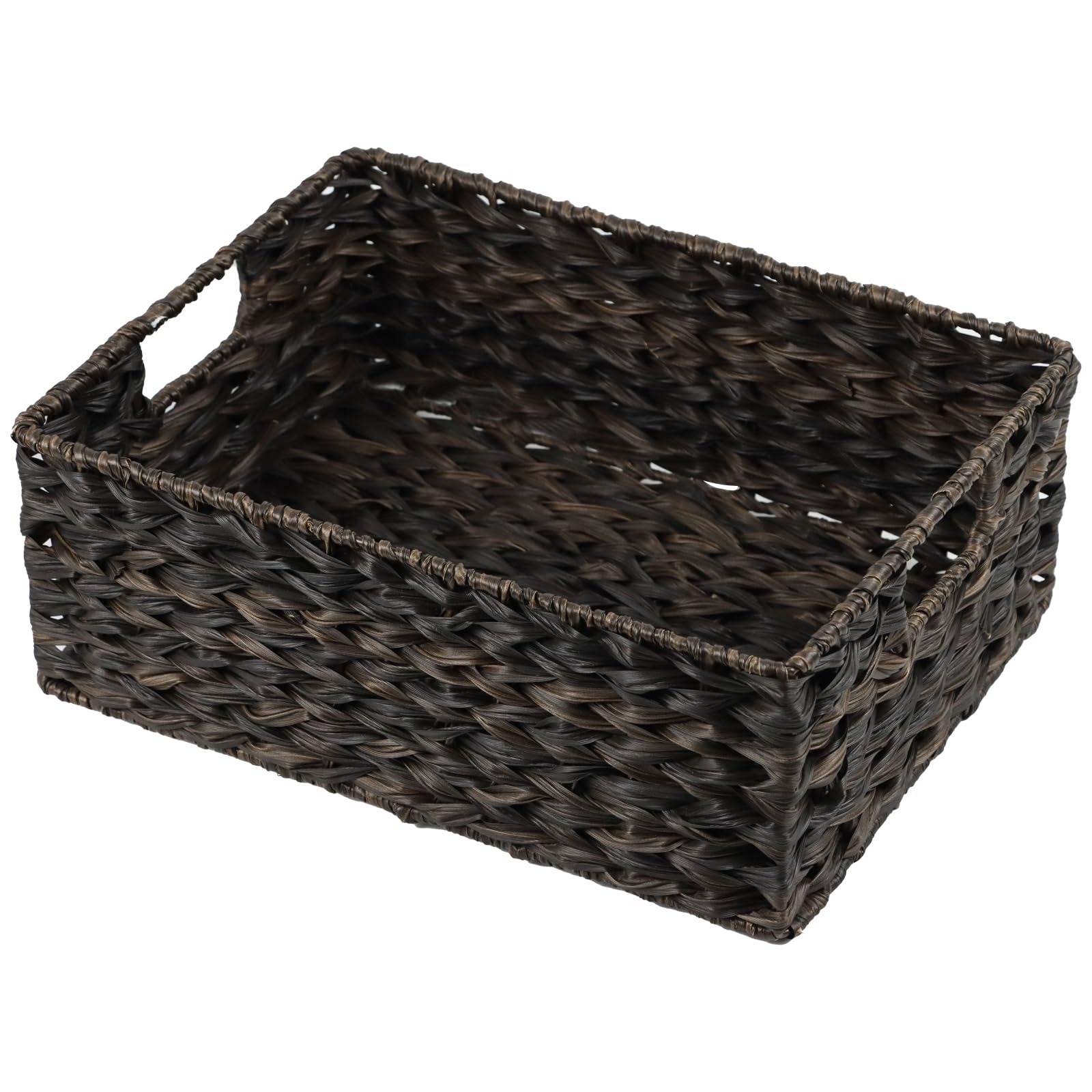 Wicker Storage Basket, Plastic Large Wicker Basket with Handles, Waterproof Woven Basket for Storage, Wicker Baskets for Organizing, Pantry Baskets-1 Pack