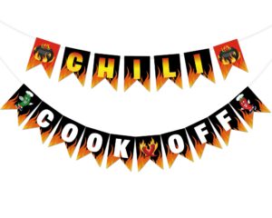 qoubai chili cook off decorations banner red hot chili party decoration pepper chili cook off banner chili contest pennant chili cook off prizes for chili party supplies chili cooking competition