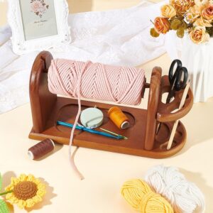 WEBEEDY Wooden Yarn Ball Holder Crochet Knitting Yarn Rack Stand Horizontal Spinner Sewing Thread Storage Organizer for Thread Crocheting Knitting Supplies Dispenses