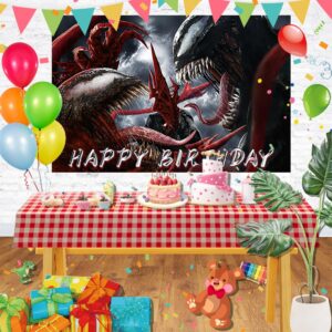 Superhero Backdrop for Birthday Party Decorations Background for Baby Shower Party Cake Table Decorations Supplies Venom Theme Banner 5x3ft