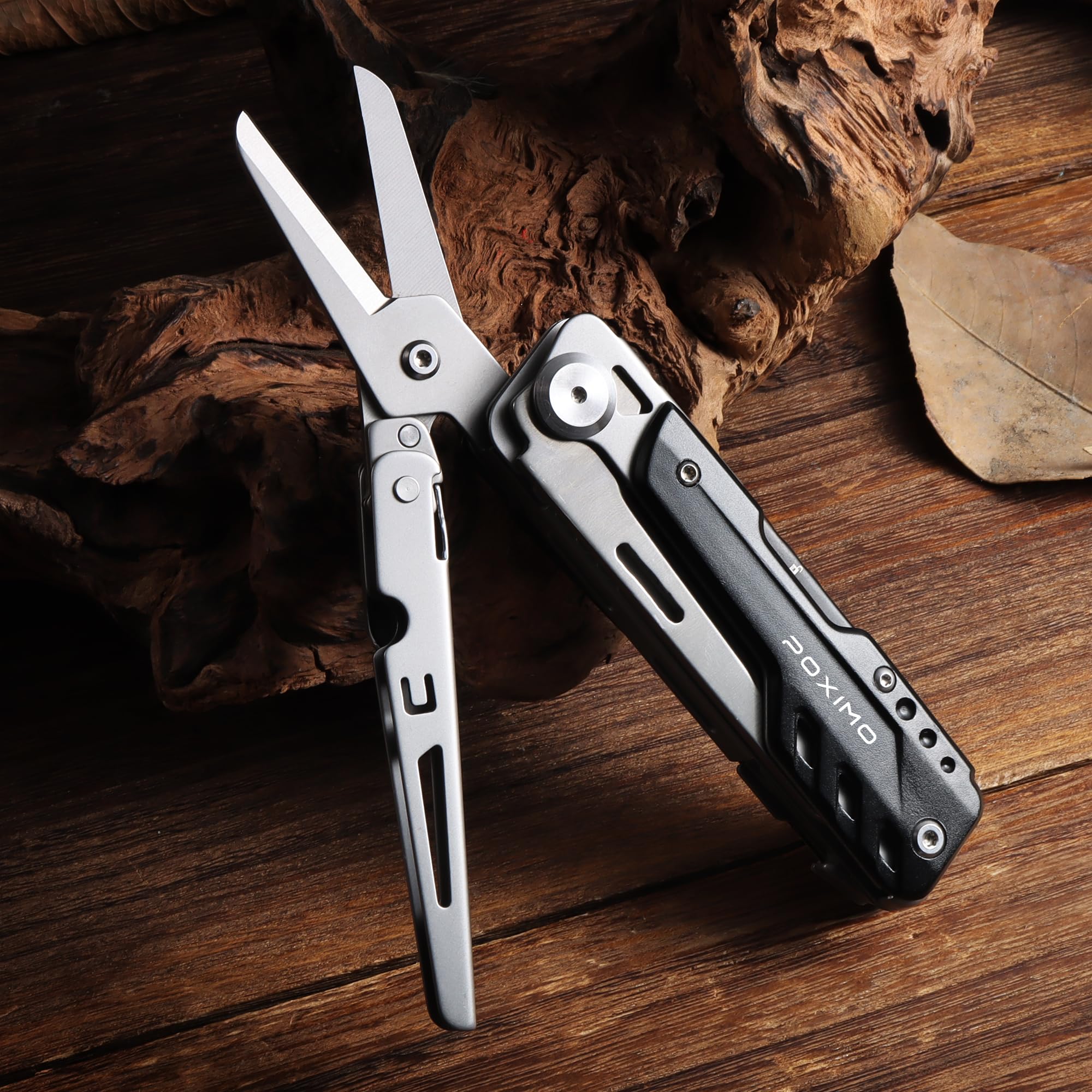 POXIMO Pocket Knife, Gifts for Men Dad Him Heavy Duty Folding Knife, Stocking Stuffers 5-IN-1 Multitool Kits for Father, Tactical Gear for Camping Hiking Surviving, Valentine's Day Christmas Gifts