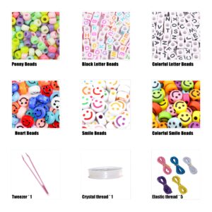 YMSDZHL 1000PCS Bracelet Making Kit, Friendship Jewelry Necklace Bracelet kit 24 Colors 9mm Pony Beads for Bracelet Making Beads, Letter Bead for Jewelry Making, DIY Crafts Gifts for Girls Adults