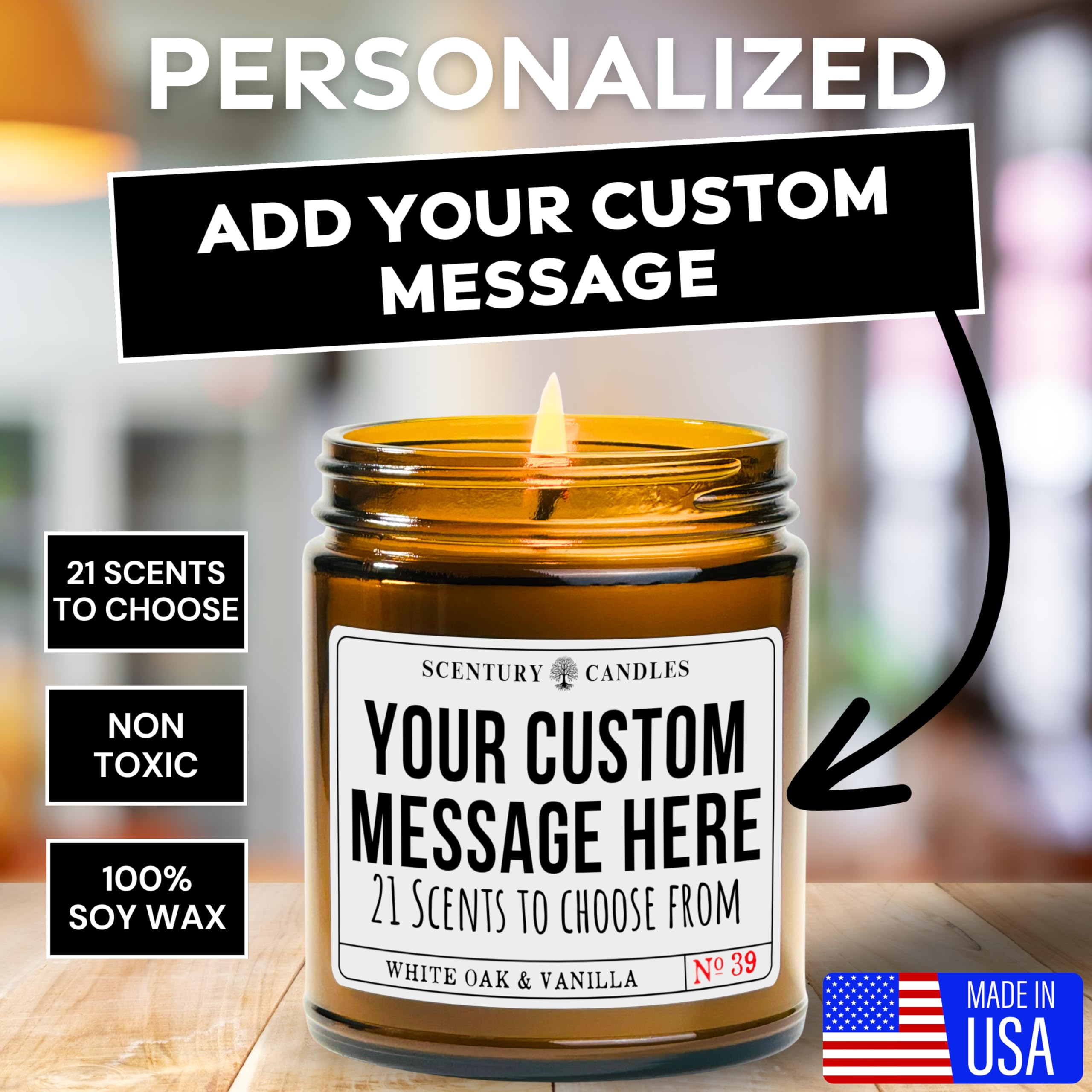 Create Your Own Custom Candle | 21 Scents To Choose From | Personalized Funny Gifts Customized, Birthday Gift Ideas For Women Men, Handmade In The USA