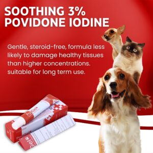 PoviGel Dog Wound Care Ointment, Fast Absorption Rapid Healing Pain & Itch Relief, Dog Ear Infection Treatment, Yeast Infection Treatment for Dogs & Cats, Povidone-Iodine 3% for Pets, Hot Spots