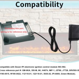 jiooyy 3V AC Power Adapter Compatible with Dexen Fireplace Electronic IPI Pilot Ignition Control Module 593-593, 593-593A, AC593, W707-0002, SRV593-593, 351, HPC351