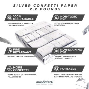 Silver Confetti Paper - BULK 2.2lbs | 1kg, Biodegradable Tissue Paper, Rainbow Light Weight, Non-Staining Paper, for Events, Crafts, Decorations (SILVER Confetti Paper 2lbs Biodegradable)