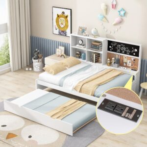 Favfurish Teddy Fleece Twin Size Upholstered Daybed with Carton Ears Shaped Headboard for Kids Bedroom,Wood Low Floor Platform Bed,Super Save Space/Easy Assembly/No Box Spring Needed,White