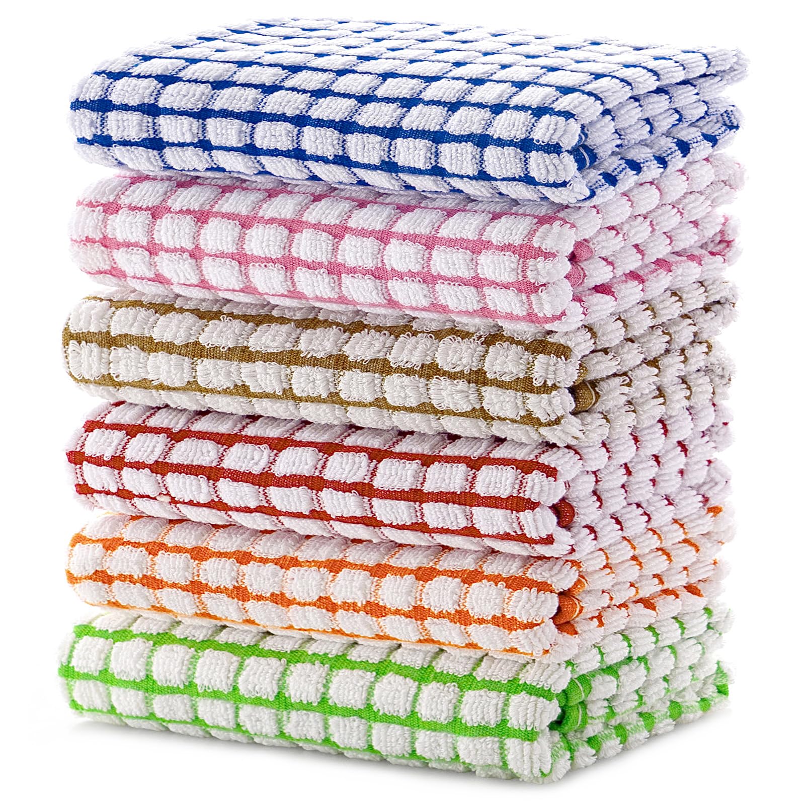 ZHMZ 100% Cotton Kitchen Dish Towels, 16 Inch x 25 Inch Absorbent Dish Cloths 6 Pack Kitchen Towels, for Drying Dishes and Table