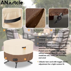 ANartcle Round Patio Table Covers 50inch,100% Waterproof 600D Heavy Duty Round PatioTable Cover,Round Patio Table Covers for Outdoor Furniture,50" Dia x 23" H,Beige&Brown.