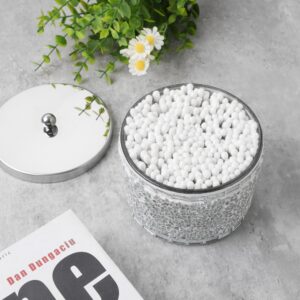 Bathroom Jars q tip holder, Mosaic Glass Cotton Swab Holder, Cosmetics Makeup Accessories Storage for Makeup Sponge Bath Salts Storage Christmas Birthday, Silver