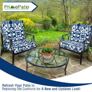 PRIMEPATIO 19x19 Outdoor Cushions Patio Furniture Cushion Set, Deep Seat Patio Chair Cushion & Foam Back Cushion, Outside Couch Sofa Replacement Cushions, Waterproof Outdoor Seat Cushions (Navy)