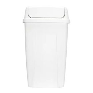 KnoRRS 13 Gallons Plastic Kitchen Swing Top Trash Can for Kitchen, Home, Bedroom, Bathroom,Office, White