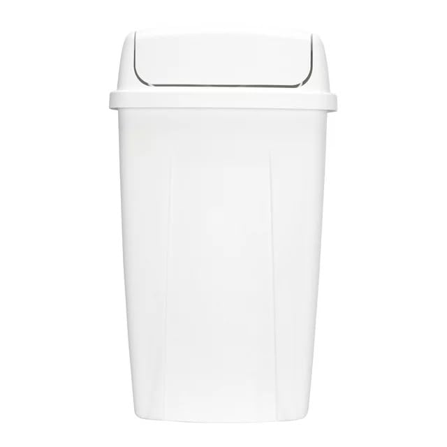 KnoRRS 13 Gallons Plastic Kitchen Swing Top Trash Can for Kitchen, Home, Bedroom, Bathroom,Office, White