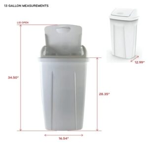 KnoRRS 13 Gallons Plastic Kitchen Swing Top Trash Can for Kitchen, Home, Bedroom, Bathroom,Office, White