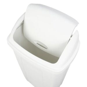 KnoRRS 13 Gallons Plastic Kitchen Swing Top Trash Can for Kitchen, Home, Bedroom, Bathroom,Office, White