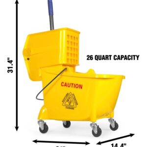 WEN Rolling Mop Bucket with Down Press Wringer, 26-Quart Capacity (73034B)