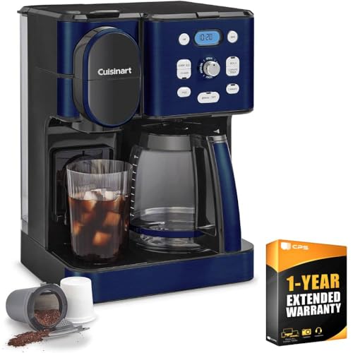 Cuisinart SS-16 Coffee Center 2-in-1 Coffeemaker and Single Serve Combo Brewer, Navy Blue Bundle with 1 Year CPS Enhanced Protection Pack