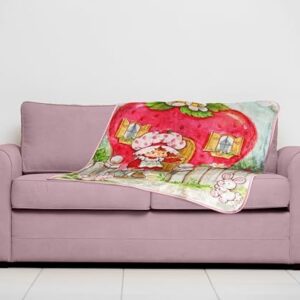 Strawberry Shortcake Berry Playhouse Plush Travel Throw Blanket - Measures 40 x 50 Inches - Kids Super Soft Lightweight Bedding