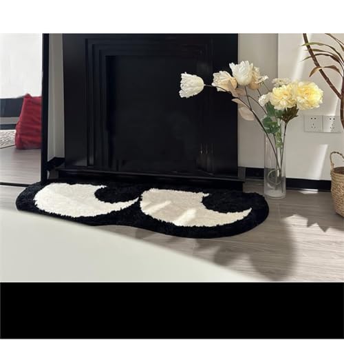 Black White Rug Funny Squint Eye Bedroom Bedside Rugs Carpet Non-Slip Long Runner Area Rugs Nursery Bathroom Living Room Laundry Decor Aesthetic Rug (Black White, 50 * 120cm/19.6 * 47.2inch)