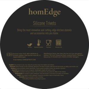 homEdge Silicone Round Trivets, 6 Pack Heat Resistant Non Slip Pot Holders-Black, 7x0.24x7 inches, Food Grade Silicone, Honeycomb Surface Design, Dishwasher Safe, Multipurpose Kitchen Utensil