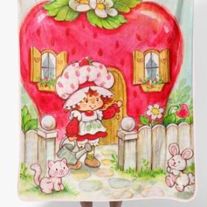 Strawberry Shortcake Berry Playhouse Plush Travel Throw Blanket - Measures 40 x 50 Inches - Kids Super Soft Lightweight Bedding