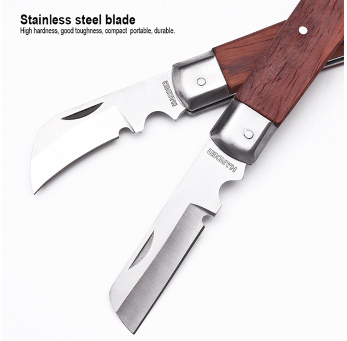 Edward Tools Electrician Straight Blade Knife with Wood Handle - Lockback Folding Pocket Knife - Stainless Steel - Cable Stripping, Cutting Insulation, Ties, Tape, Pulls Cuts, Splicing - Ergo Handle